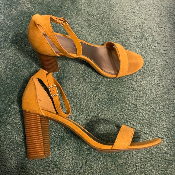 mustard high heels